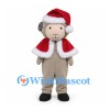 Sheep Mascot Costume in Gray with Red Santa Cape