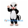 Skunk Mascot Costume in Black and White with Fluffy Tail
