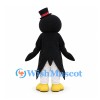 Penguin Mascot Costume with Black Top Hat and Red Bow Tie
