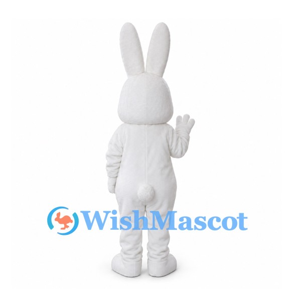 Rabbit Mascot Costume in White with Long Upright Ears