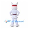 Rabbit Mascot Costume with Red Headband and White Martial Arts Uniform
