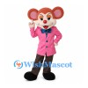 Mouse Mascot Costume with Pink Jacket and Polka Dot Bow Tie