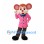 Mouse Mascot Costume with Pink Jacket and Polka Dot Bow Tie