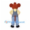 Mouse Mascot Costume with Yellow Shirt and Blue Overalls