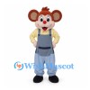 Mouse Mascot Costume with Yellow Shirt and Blue Overalls