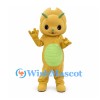 Dragon Mascot Costume in Yellow with Green Horns and Belly