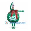 Christmas Ornament Mascot Costume in Green with White Snowflakes