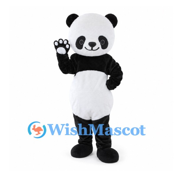 Panda Mascot Costume in Black and White with Paw Pads