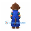 Monkey Mascot Costume with Blue Traditional Robe and Rainbow Sleeves