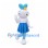 Rabbit Mascot Costume in White with Blue Polka Dot Skirt and Star Clip