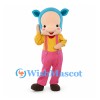 Boy Mascot Costume with Blue Animal Hood and Pink Overalls