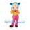 Boy Mascot Costume with Blue Animal Hood and Pink Overalls