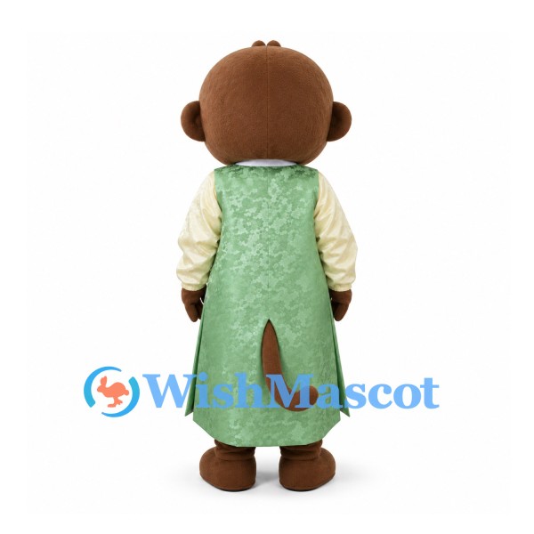 Monkey Mascot Costume with Green Traditional Robe