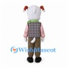 Dog Mascot Costume with Houndstooth Vest and Green Bow Tie