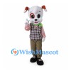 Dog Mascot Costume with Houndstooth Vest and Green Bow Tie