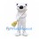 Polar Bear Mascot Costume with Black Spots and Broom Prop