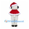 Sheep Mascot Costume with Red Santa Hat and White-Trimmed Cape