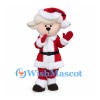 Sheep Mascot Costume with Red Santa Jacket and Trousers