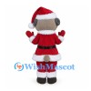 Sheep Mascot Costume in Gray with Red Santa Suit