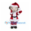 Sheep Mascot Costume in Gray with Red Santa Suit