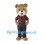 Bear Mascot Costume with Red Plaid Shirt and Black Suspenders