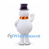 Snowman Mascot Costume with Black Top Hat and Red and Yellow Scarf
