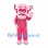 Robot Mascot Costume in Pink with Gray Vest and Clock Antenna