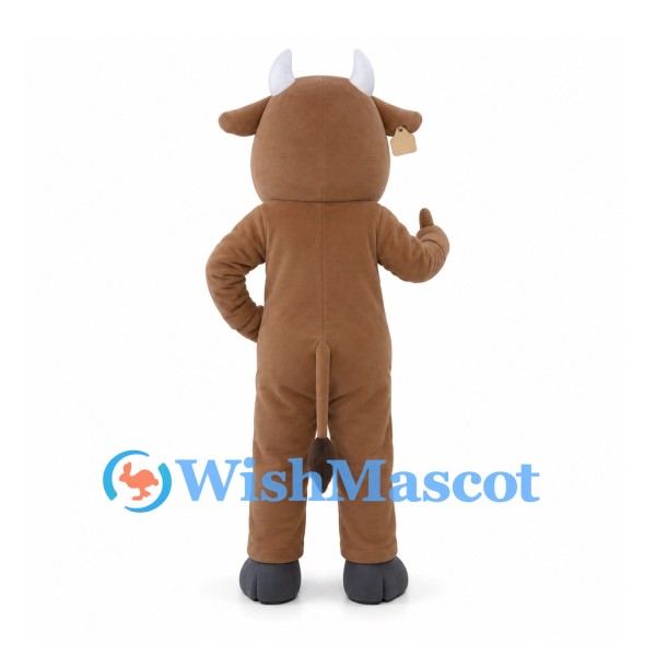 Bull Mascot Costume in Brown with Cream Belly and Pink Snout