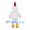 Rooster Mascot Costume in White with Layered Feathers and Red Comb