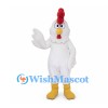 Rooster Mascot Costume in White with Layered Feathers and Red Comb