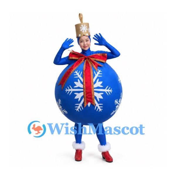 Christmas Ornament Mascot Costume in Blue with White Snowflake