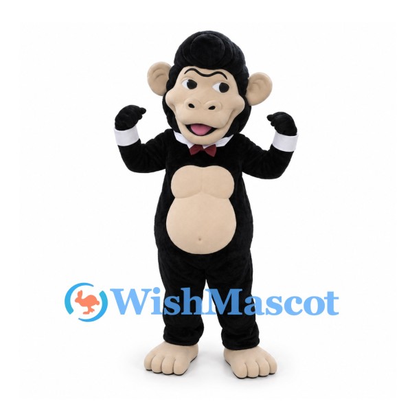 Chimpanzee Mascot Costume in Black with Cream Face and Belly