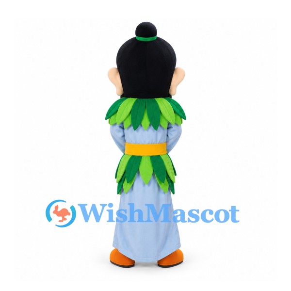 Sage Mascot Costume with Long Black Beard and Blue Robe