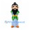 Sage Mascot Costume with Long Black Beard and Blue Robe