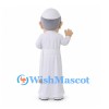Priest Mascot Costume with Glasses and Long White Robe