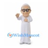Priest Mascot Costume with Glasses and Long White Robe