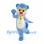 Bear Mascot Costume in Blue with Red Nose and Yellow Scarf