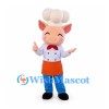 Pig Mascot Costume with White Chef Hat, Orange Apron and Blue Trousers