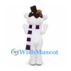 Polar Bear Mascot Costume with Chocolate Top Hat and Purple Scarf