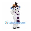 Polar Bear Mascot Costume with Chocolate Top Hat and Purple Scarf