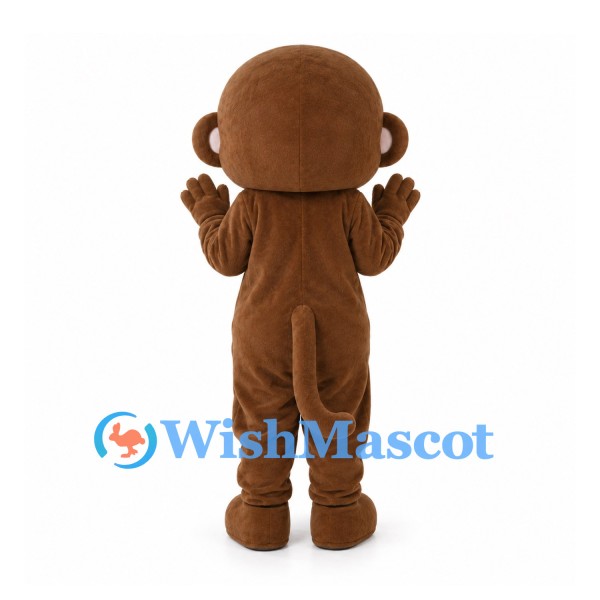 Monkey Mascot Costume in Brown with White Face and Round Belly
