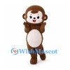 Monkey Mascot Costume in Brown with White Face and Round Belly