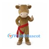 Bull Mascot Costume in Brown with Red Waist Sash