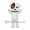 Dog Mascot Costume in Cream with Brown Eye Patch and Green Collar