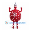 Christmas Ornament Mascot Costume in Red with White Snowflakes