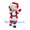 Sheep Mascot Costume in Gray with Red Santa Jacket
