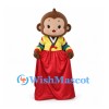 Monkey Mascot Costume with Yellow Rainbow-Sleeve Blouse and Red Skirt