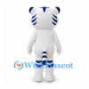 Tiger Mascot Costume in White and Blue with Striped Legs and Tail