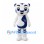 Tiger Mascot Costume in White and Blue with Striped Legs and Tail