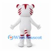 Tiger Mascot Costume in White and Red with Striped Legs and Tail